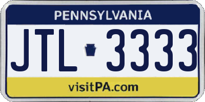 PA license plate JTL3333