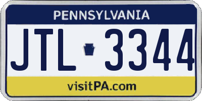 PA license plate JTL3344