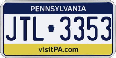 PA license plate JTL3353