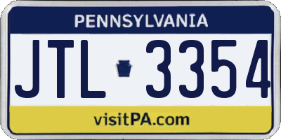 PA license plate JTL3354