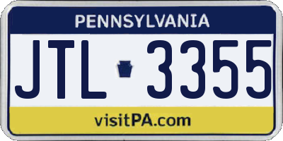 PA license plate JTL3355