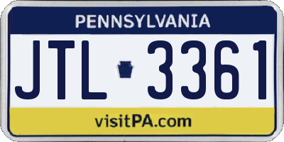 PA license plate JTL3361