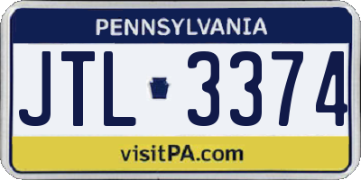 PA license plate JTL3374