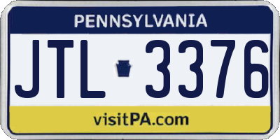 PA license plate JTL3376