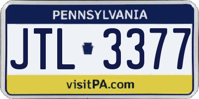 PA license plate JTL3377