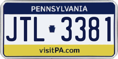 PA license plate JTL3381