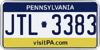 PA license plate JTL3383