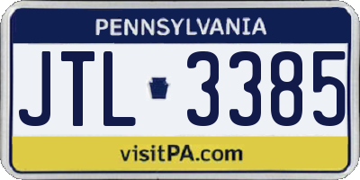 PA license plate JTL3385