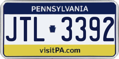 PA license plate JTL3392