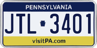 PA license plate JTL3401
