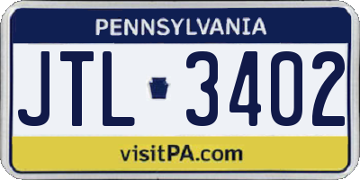 PA license plate JTL3402