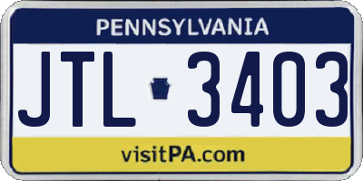PA license plate JTL3403