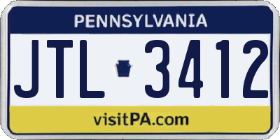 PA license plate JTL3412