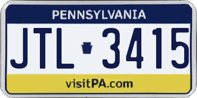 PA license plate JTL3415