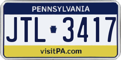 PA license plate JTL3417