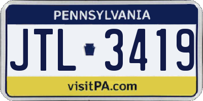PA license plate JTL3419