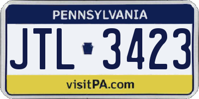 PA license plate JTL3423