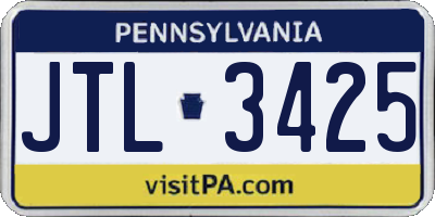 PA license plate JTL3425