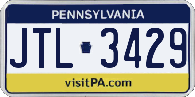 PA license plate JTL3429