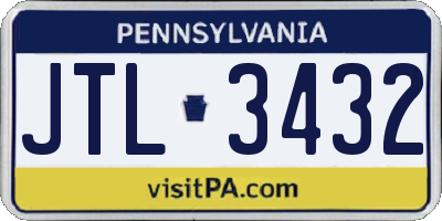 PA license plate JTL3432
