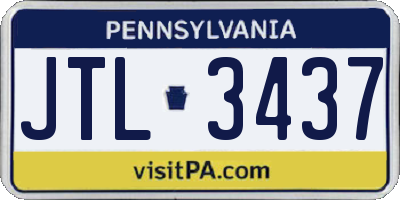 PA license plate JTL3437