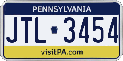 PA license plate JTL3454