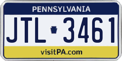 PA license plate JTL3461
