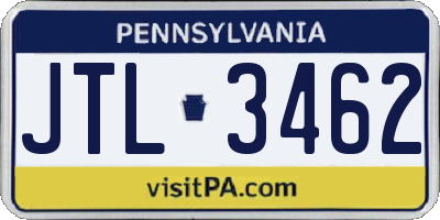 PA license plate JTL3462