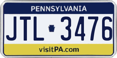 PA license plate JTL3476
