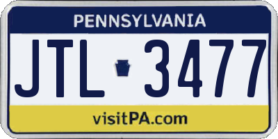 PA license plate JTL3477
