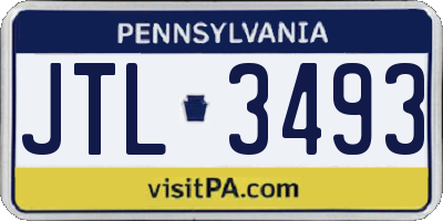 PA license plate JTL3493