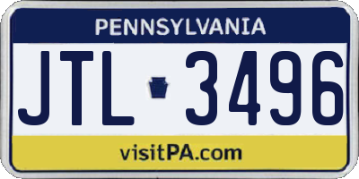 PA license plate JTL3496