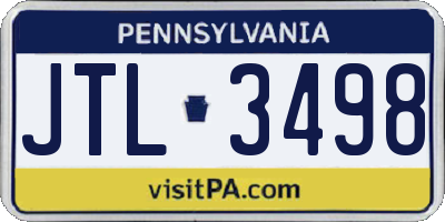 PA license plate JTL3498