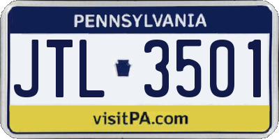 PA license plate JTL3501