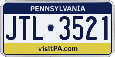 PA license plate JTL3521