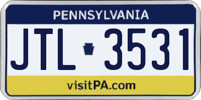 PA license plate JTL3531
