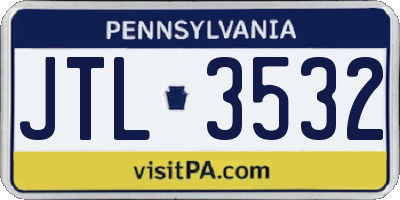 PA license plate JTL3532