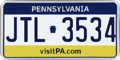 PA license plate JTL3534