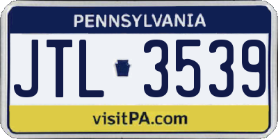 PA license plate JTL3539
