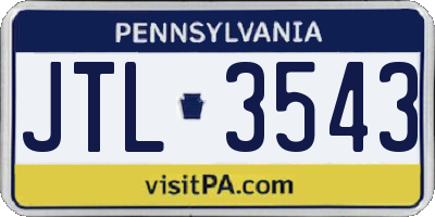 PA license plate JTL3543