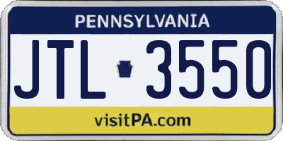 PA license plate JTL3550