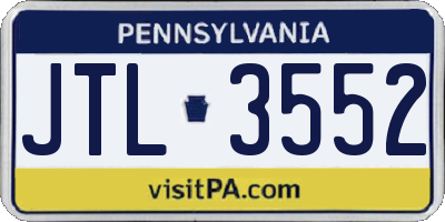 PA license plate JTL3552