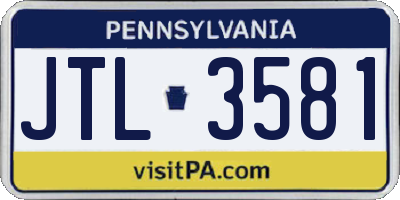 PA license plate JTL3581