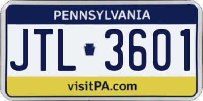 PA license plate JTL3601