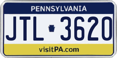 PA license plate JTL3620