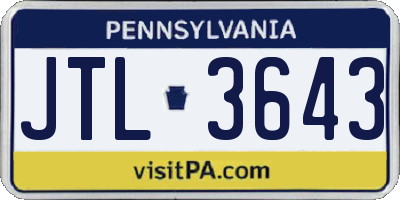 PA license plate JTL3643