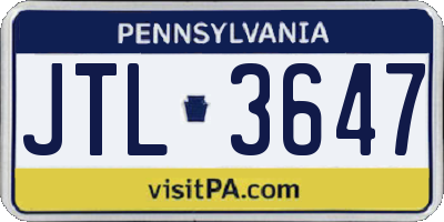 PA license plate JTL3647