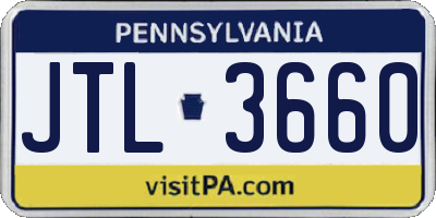 PA license plate JTL3660