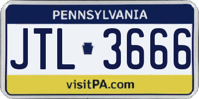 PA license plate JTL3666