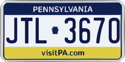 PA license plate JTL3670